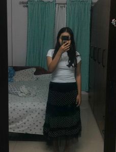 Elegant Polka Dot Maxi Skirt