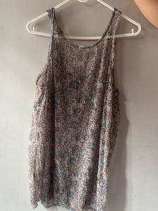 Sheer Floral Print Tank Top