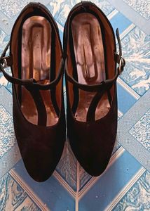 Vintage Black T-Strap Heels