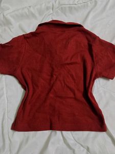 Rust Ribbed Polo Shirt