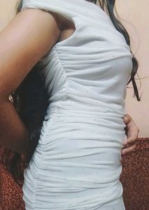 Elegant ruched Bodycon Maxi Dress white