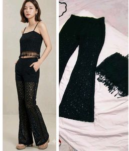 Chic Black Lace flared pant with top