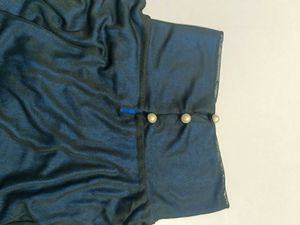 Blue Mesh Sleeve Turtleneck Top
