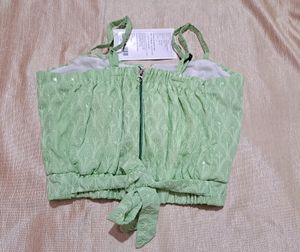 Sweetheart Neck Padded Crop Top With Detachable Sl