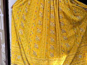 Yellow Embroidered Lehenga Choli  free gift