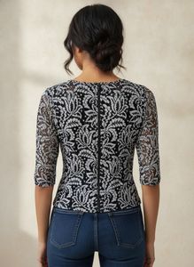 Elegant Black & White Lace Top