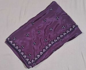 Elegant Purple Embroidered Saree with Blouse