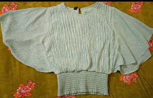 Chic Light Blue Smocked Blouse