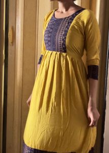 Yellow & Blue Ethnic Kurta