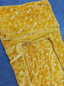 Golden Embroidered Velvet Blouse