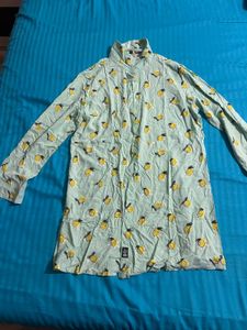 Cute Lemon Print Long Sleeve Dress