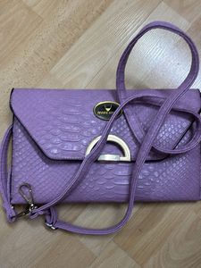 Stylish Lavender Clutch with Snake Print