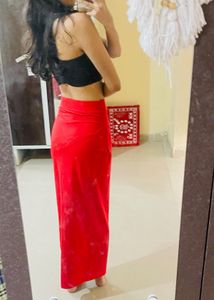 Red Saree Shapewear with Slits