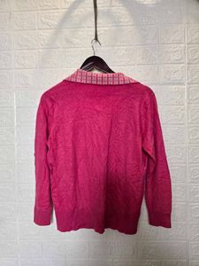 Chic Pink Collared Knit Top