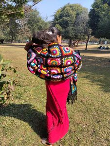 Colorful Crochet Granny Square Shawl
