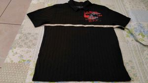 Men's Black Graphic Polo Shirt