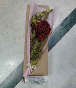 Single Red Rose Artificial Dried Flower Bouquet
