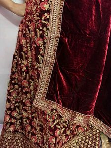 Embroidered Velvet Blouse lehenga
