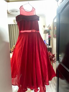 A red colour Ball gown