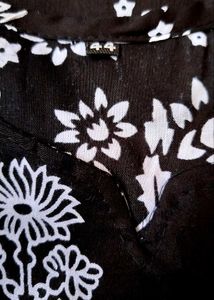 ♣️♠️Black &amp; White Floral Print Kurta