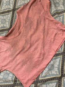 Pink Cropped T-Shirt with Camo Pattern