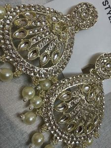 Elegant Pearl &amp; Crystal Jhumka Earrings