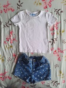 Denim Shorts &amp; Tee Set