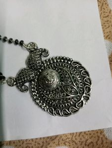 Beautiful Silver Oxidised Mangalsutra With Earring