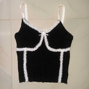 Black Lace Trim Camisole Top