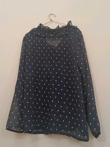 Navy Blue Polka Dot Top
