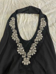 Black Halter Neck Dress with Embellishment
