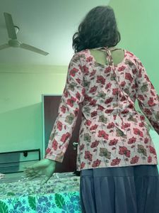 Pink Floral Print short kurti
