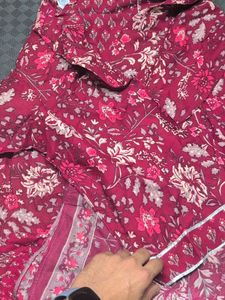 Maroon floral printed Anarkali dress 7XL size