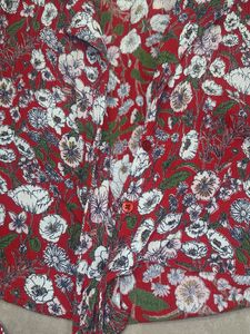 Red Floral Print Button-Up Blouse