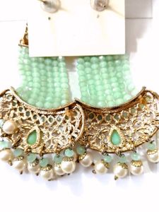 Stunning Mint Green Beaded Earrings