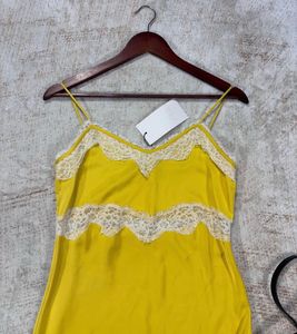 Yellow Lace Trim Slip Cami Top