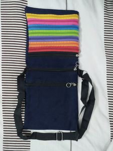 Denim Sling Crossbody Bag With Adjustable Strap