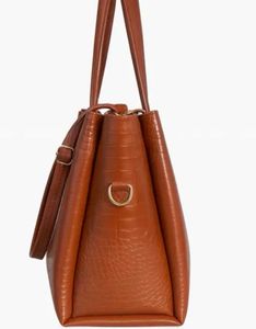 Chic Brown Croc-Embossed Tote Bag