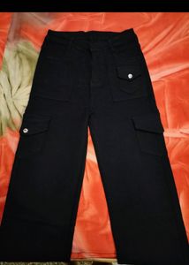 Wide Leg Black Cargo Pants