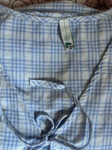 Light Blue Plaid cotton Newme shorts