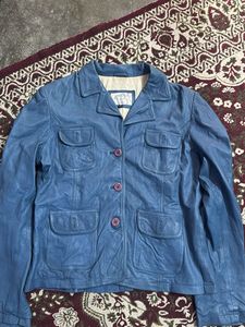 Vintage Blue Leather Jacket