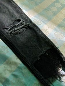 Zara Distressed Black Denim Jeans