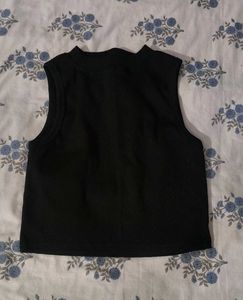 Sleek Black Sleeveless Mock Neck Top