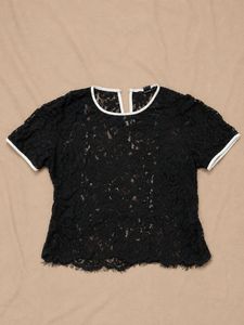 Forever 21 Black Floral Lace Sheer Top