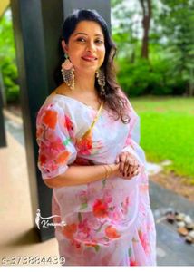 Floral Print Organza Saree