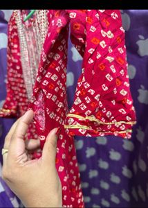 Beautiful Red Bandhani long Kurta