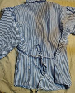 Retro Striped Button-Up &amp; Denim Skirt Set