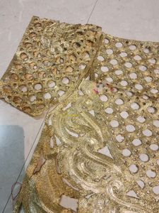 Golden Embroidered Blouse Piece semi stiched
