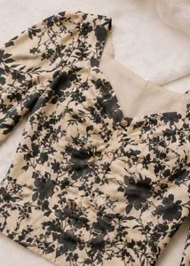 Floral Print Square Neck Long Sleeve Top