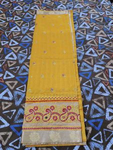 Elegant Yellow Saree with Embellishments